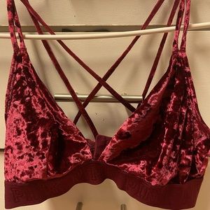 Crushed velvet bra from pink